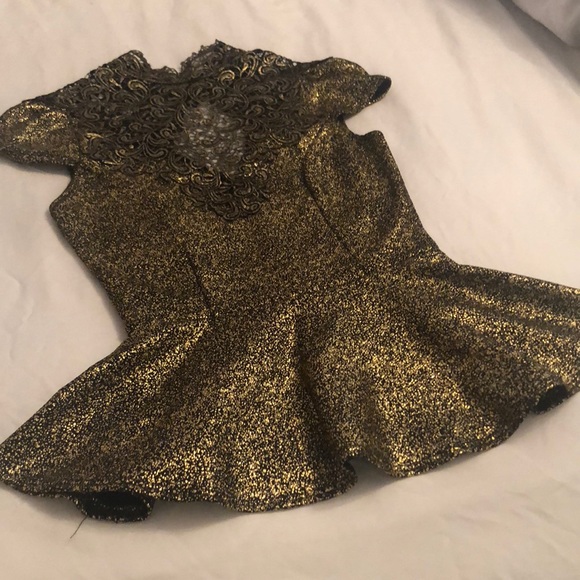 Peplum Gold and Black Shirt - Picture 4 of 6